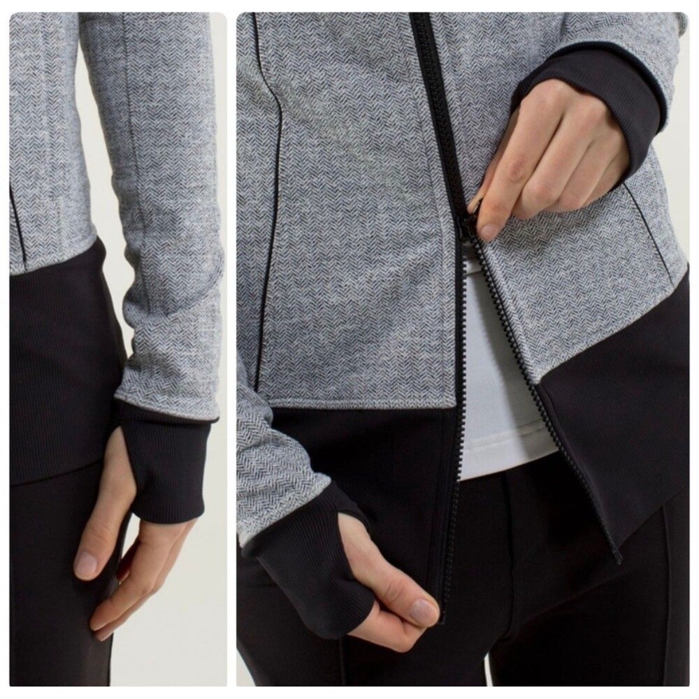 Lululemon Asana Herringbone Full Zip Athletic Women's Jacket Sz 6 - Picture 3 of 10
